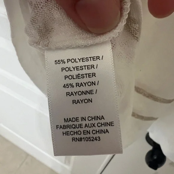 Bobeau Ivory and Light Taupe Striped Short Sleeve Tee - Size XXL - Picture 6 of 6